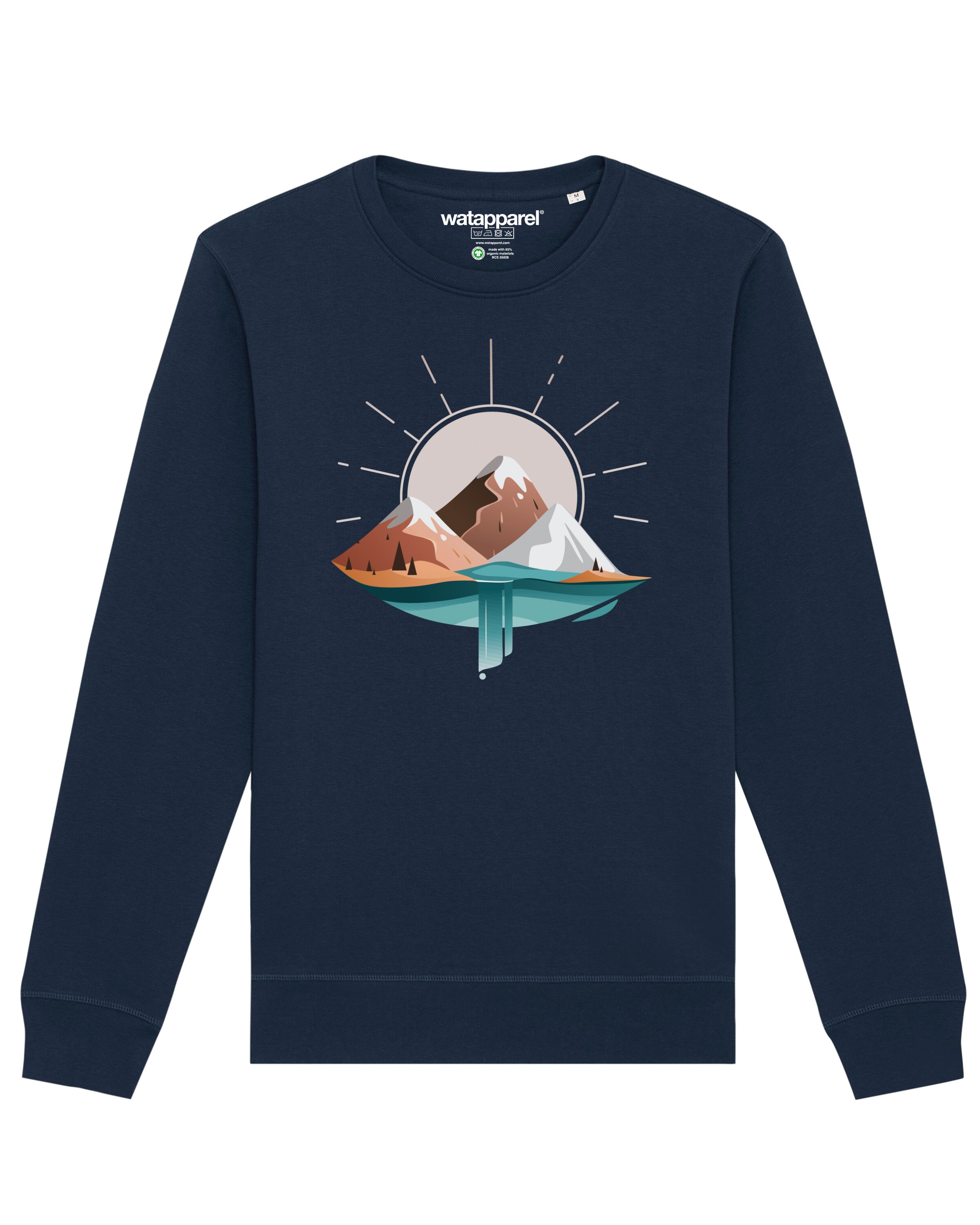 Watapparel Sweatshirt 'Sunrise & Lake' in Blauw: voorkant