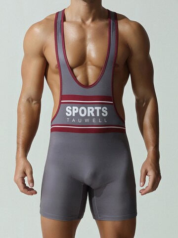 TAUWELL Athletic Underwear 'Fitness Wrestling Singlet Bodysuit' in Grey: front