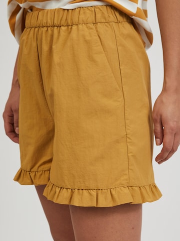VILA Regular Pants 'Flounce' in Yellow
