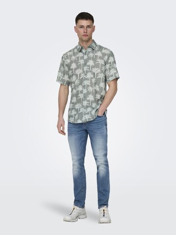 Only & Sons Regular fit Button Up Shirt 'BRONX' in Green