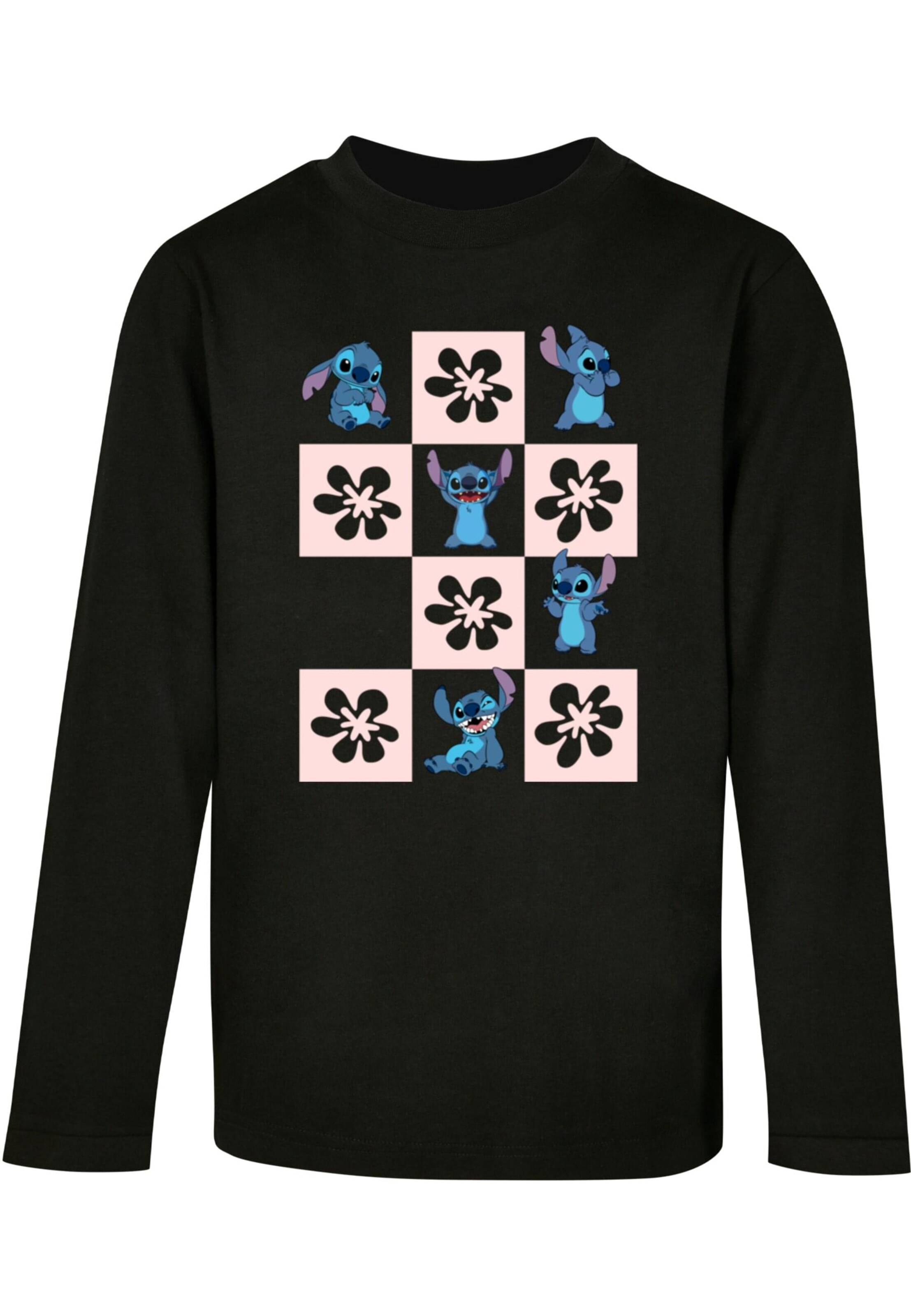 ABSOLUTE CULT Shirt 'Lilo And Stitch - Checker' in Schwarz: Vorderseite