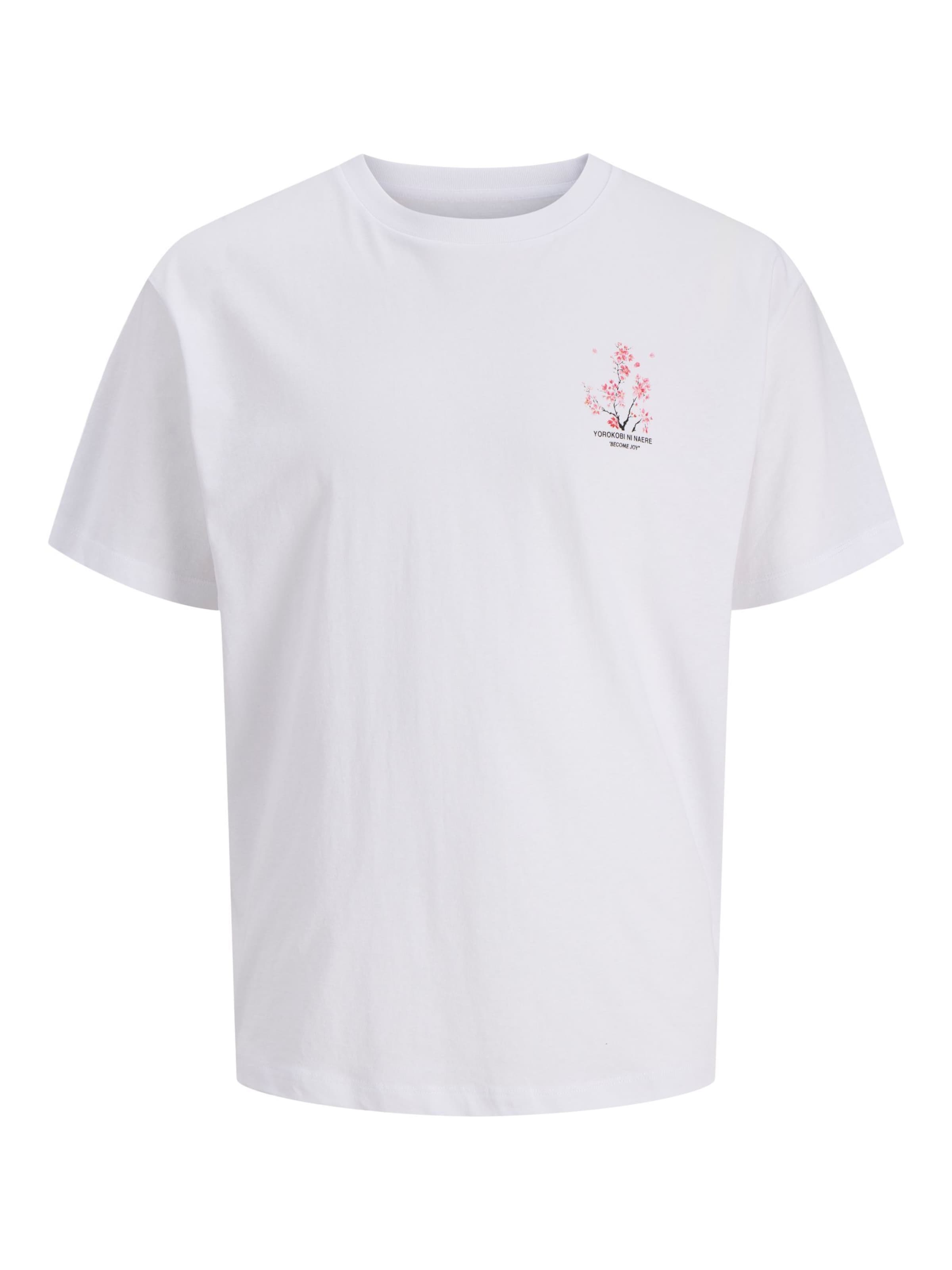 JACK & JONES T-Shirt en rose clair / rouge orangé / noir / blanc, Vue avec produit