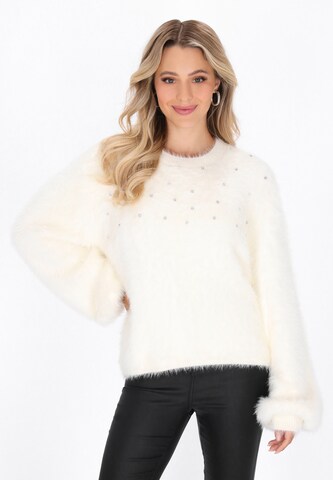 Pull-over faina en blanc : devant