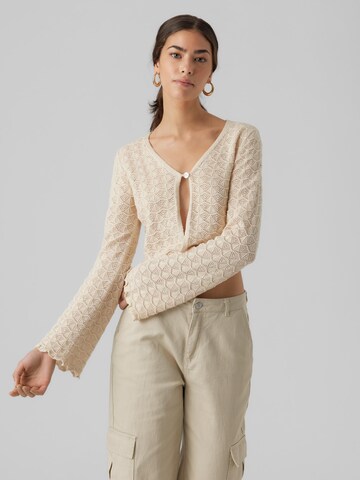 VERO MODA Knit cardigan in Beige: front