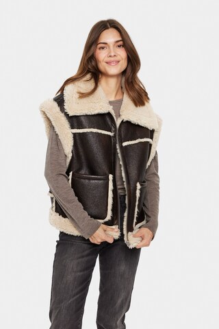 SAINT TROPEZ Vest 'IsauraSZ' in Brown: front