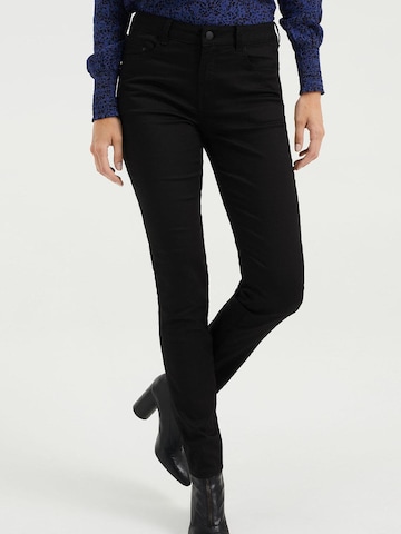 WE Fashion Skinny Jeans in Zwart: voorkant