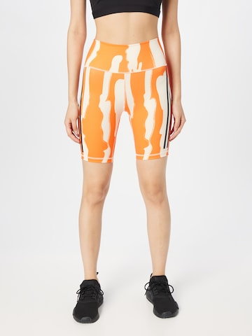 ADIDAS SPORTSWEAR Skinny Sportsbukse 'Thebe Magugu Bike' i oransje: forside
