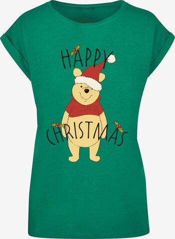 Maglietta 'Winnie The Pooh - Happy Christmas Holly' di ABSOLUTE CULT in verde: frontale
