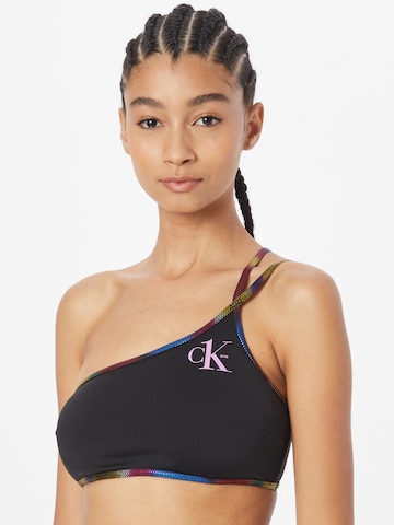 Calvin Klein Swimwear Bralette Bikini Top 'Pride' in Black: front