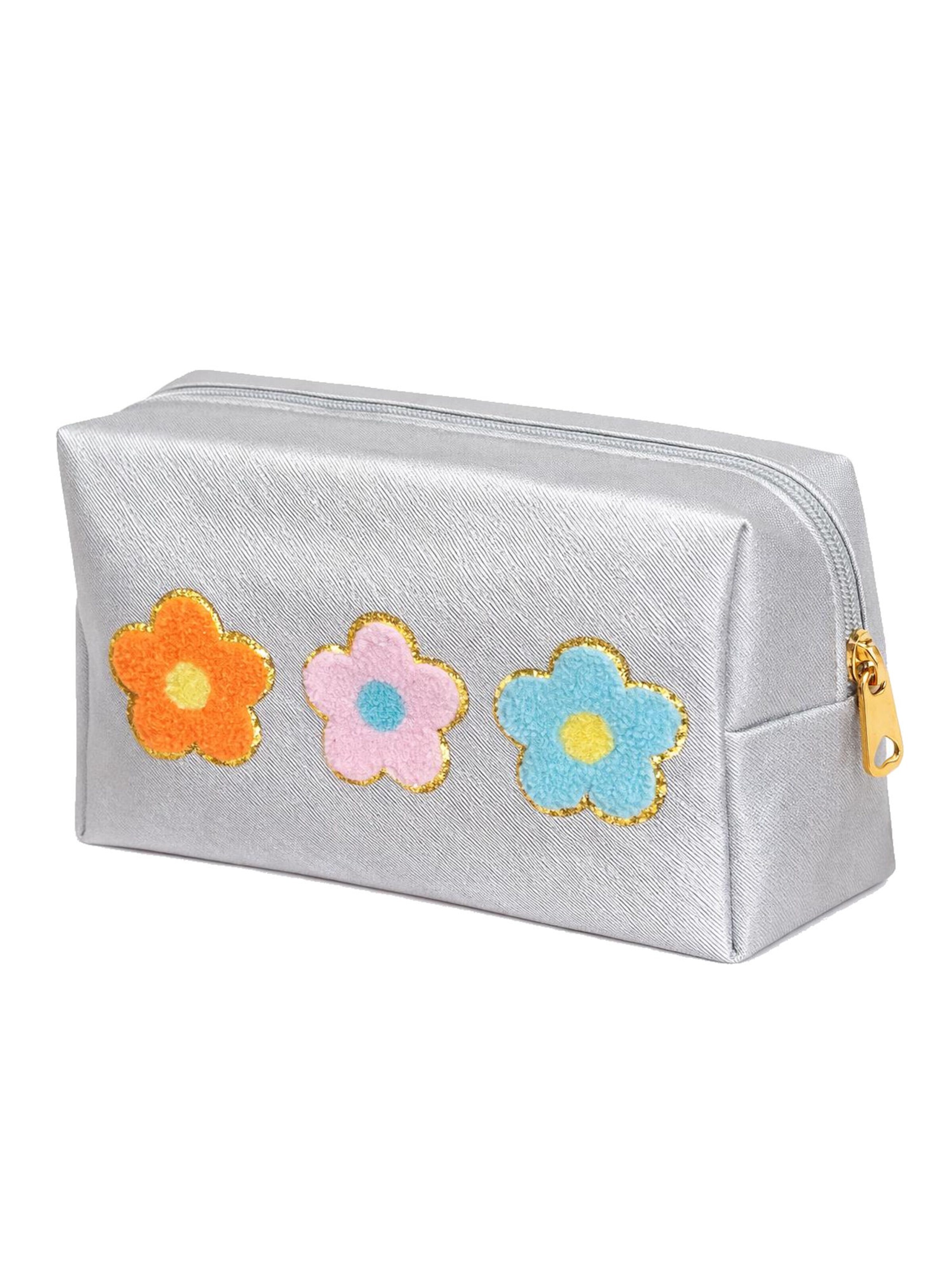 Tomshop24-7 Cosmetic Bag 'Blumen' in Silver: front