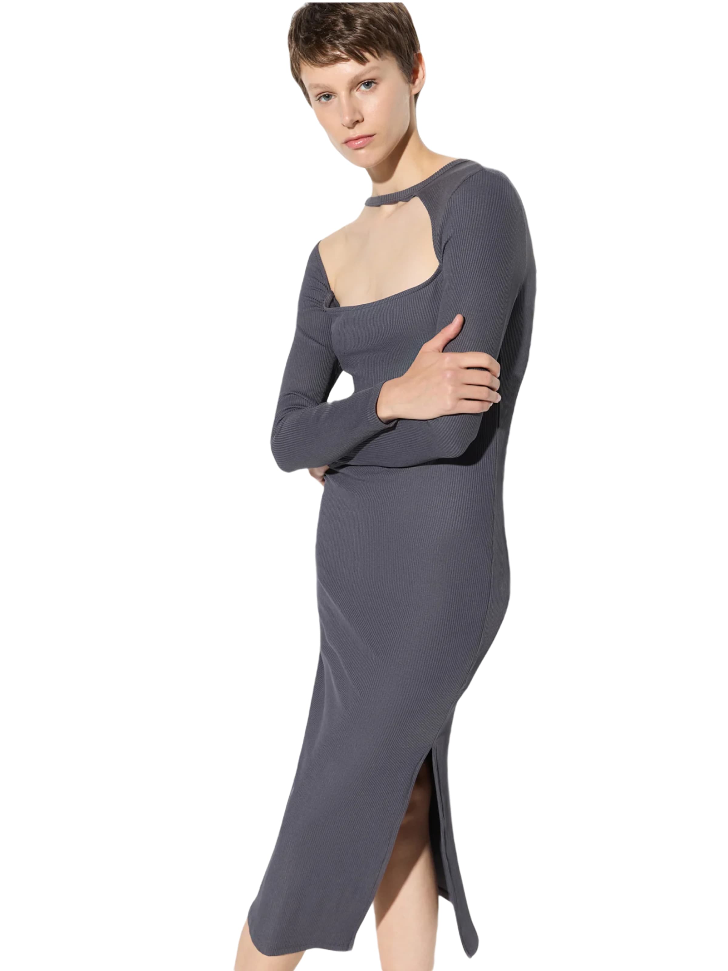 No Matter What Dress in Grey: front