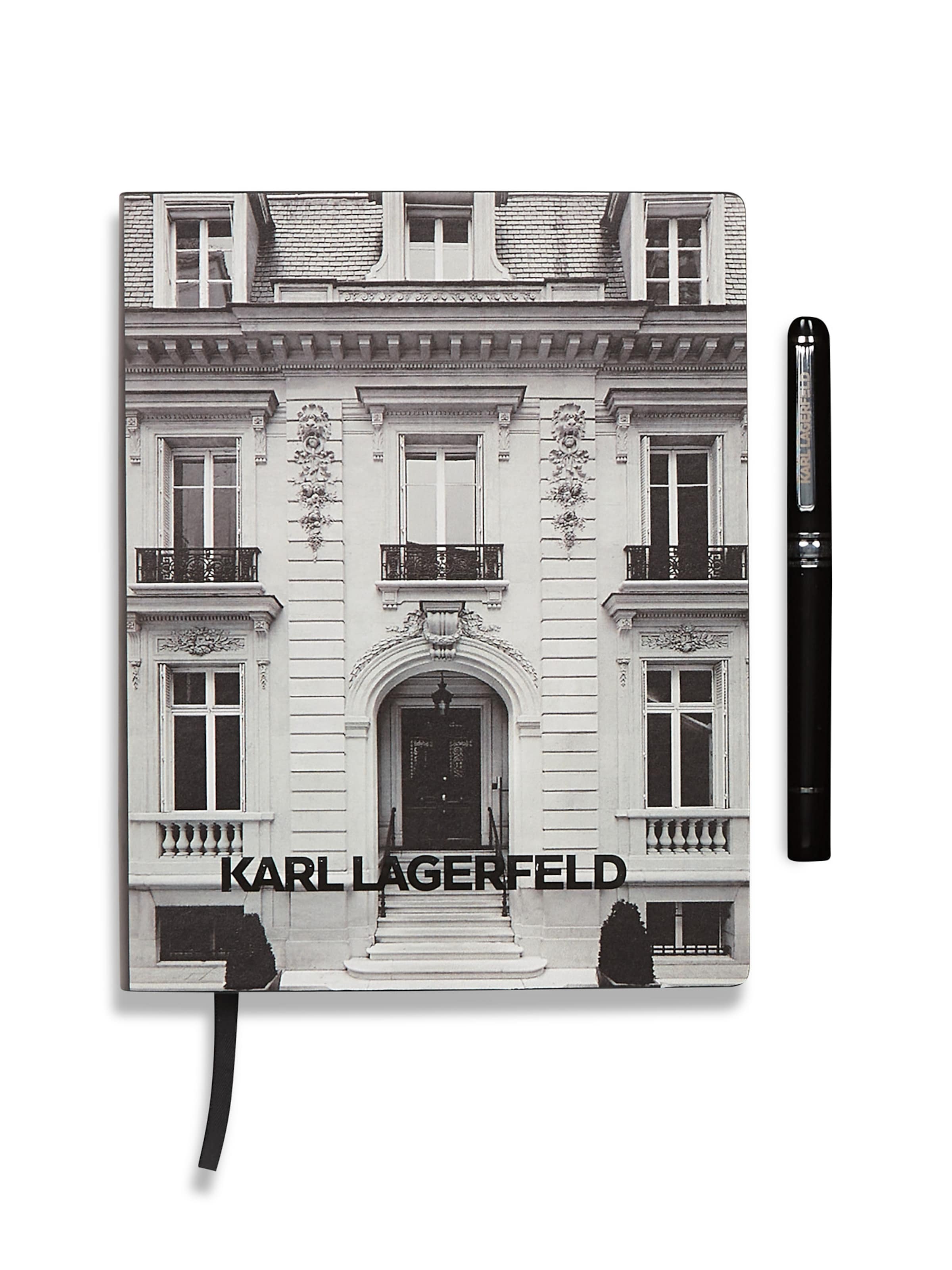 Papetărie de la Karl Lagerfeld pe gri: față