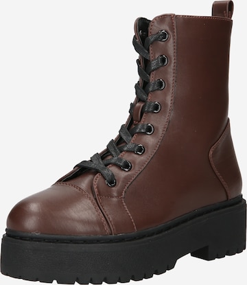 ABOUT YOU Lace-Up Ankle Boots 'Sidney' in Brown: front