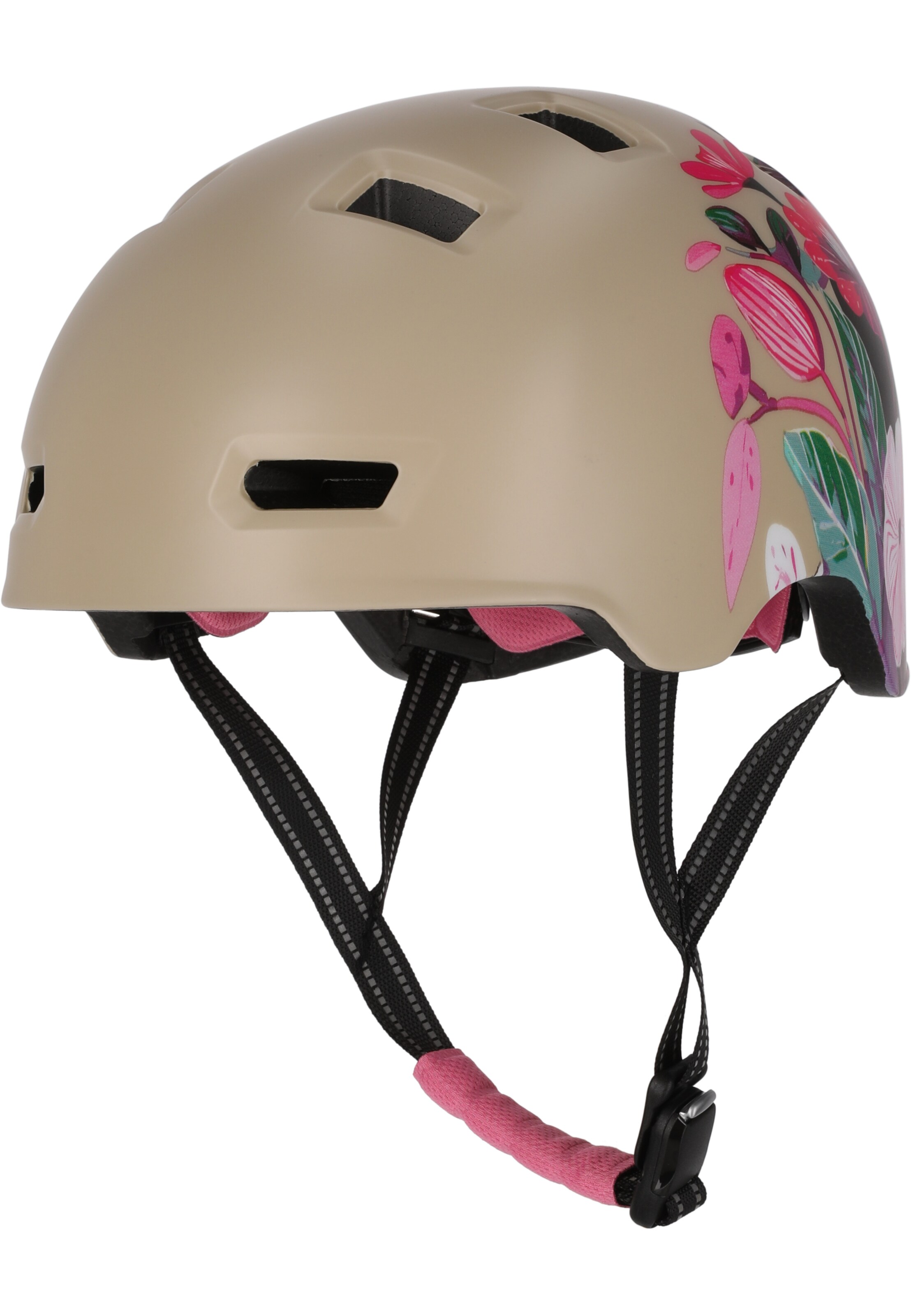 Crazy Safety Fahrradhelm 'Rampage Flower' in Beige: Vorderseite