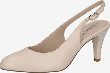 CAPRICE Slingback Pumps in White: front