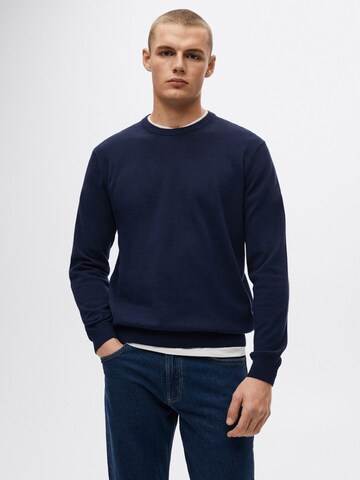MANGO MAN Pullover 'Ten' in Blau: Vorderseite