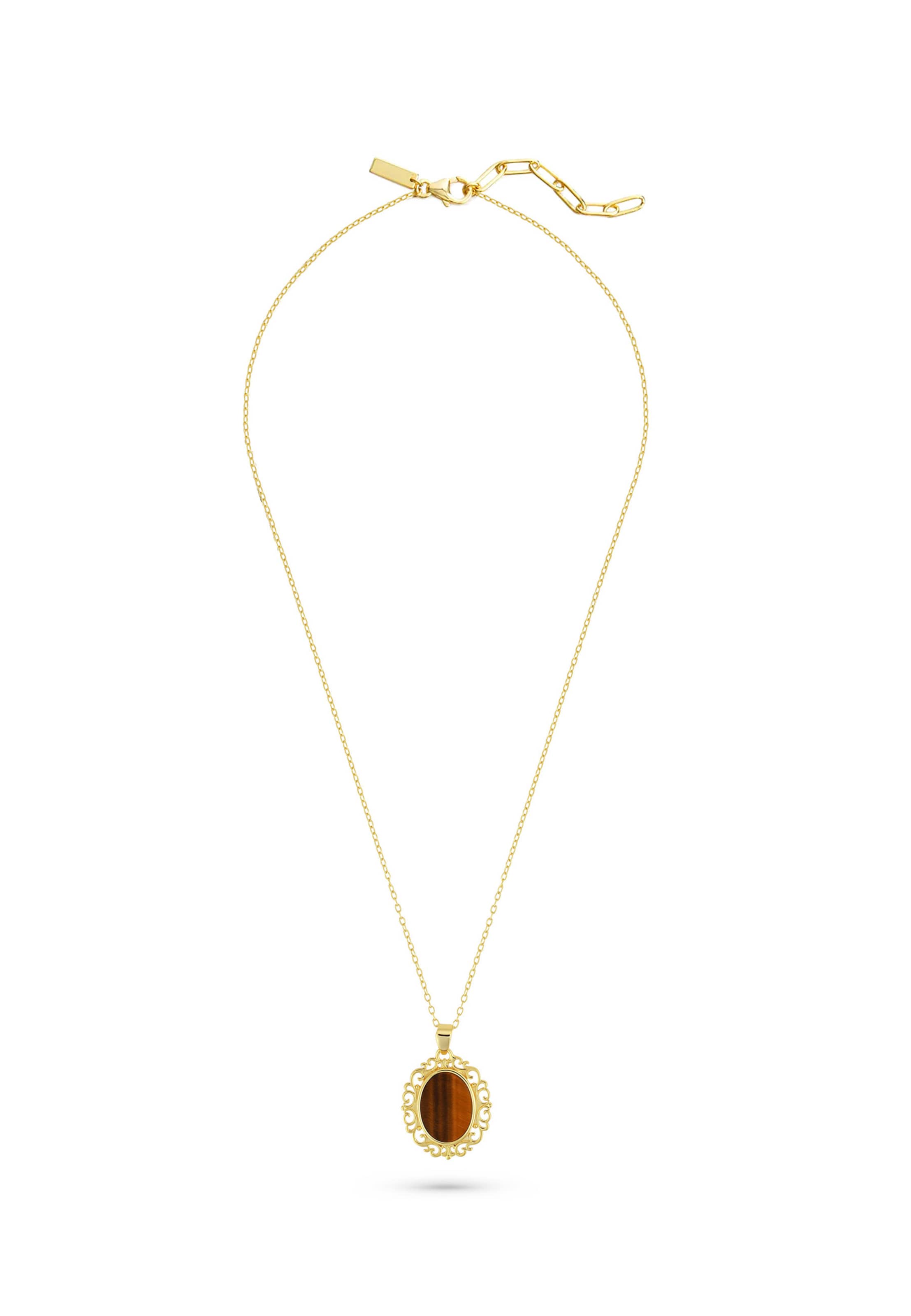 Collana 'Vintage Tiger Eye Pendant' di Commen Lines in oro: frontale