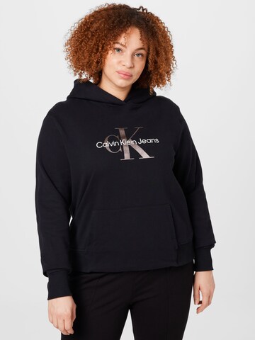 Calvin Klein Jeans Curve Zip-Up Hoodie in Black: front