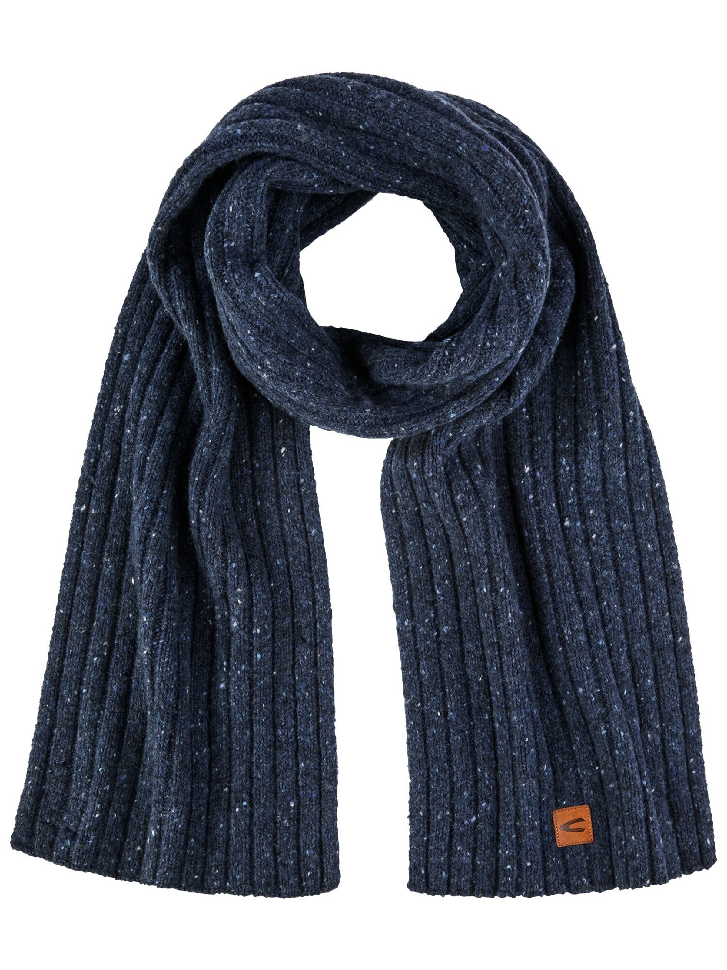 CAMEL ACTIVE Dicker Strickschal aus einem Wollmix in Blau: Vorderseite