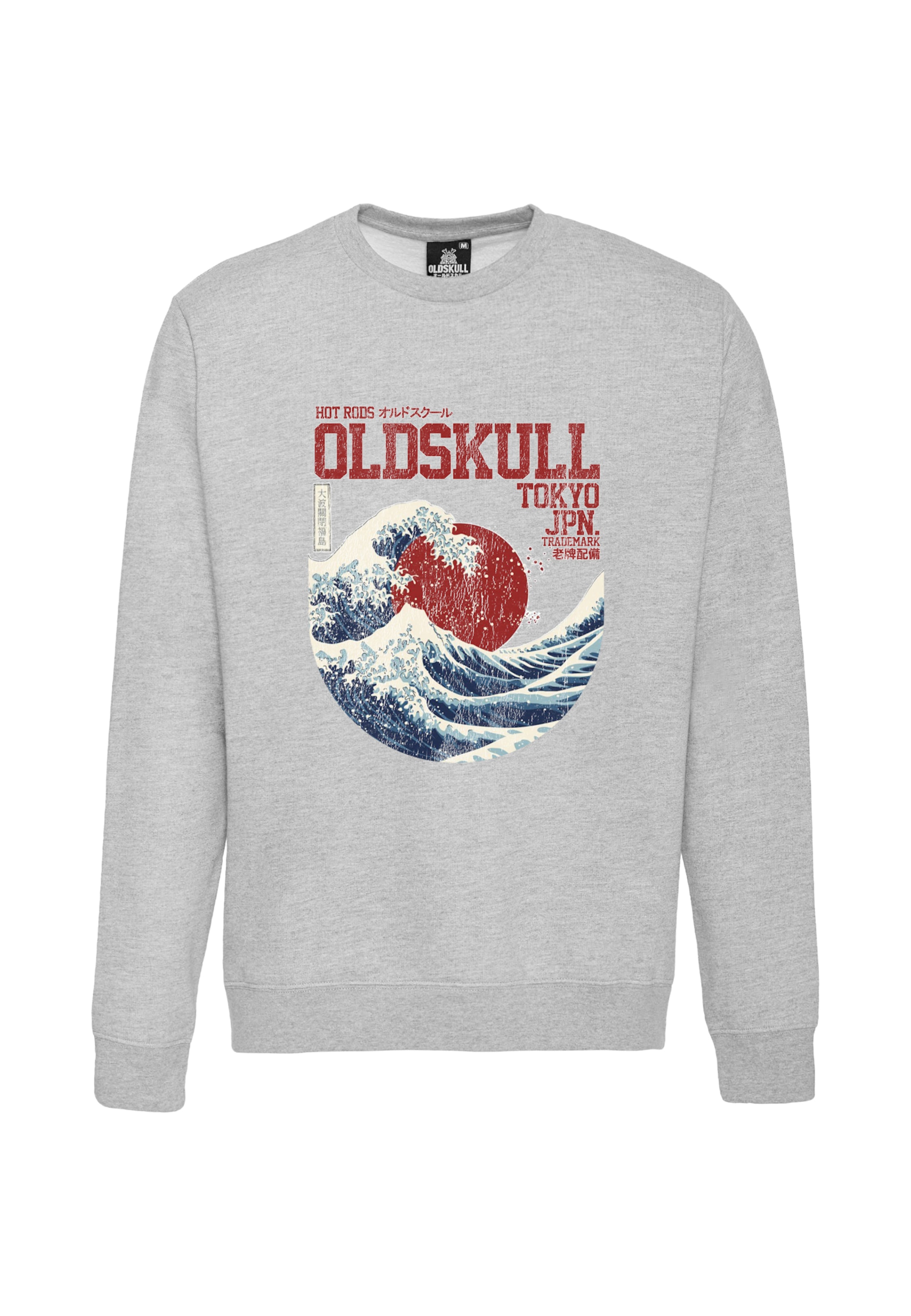 Oldskull Sweatshirt 'Asian Big W Vintage Logo Graphic' in Grau: Vorderseite