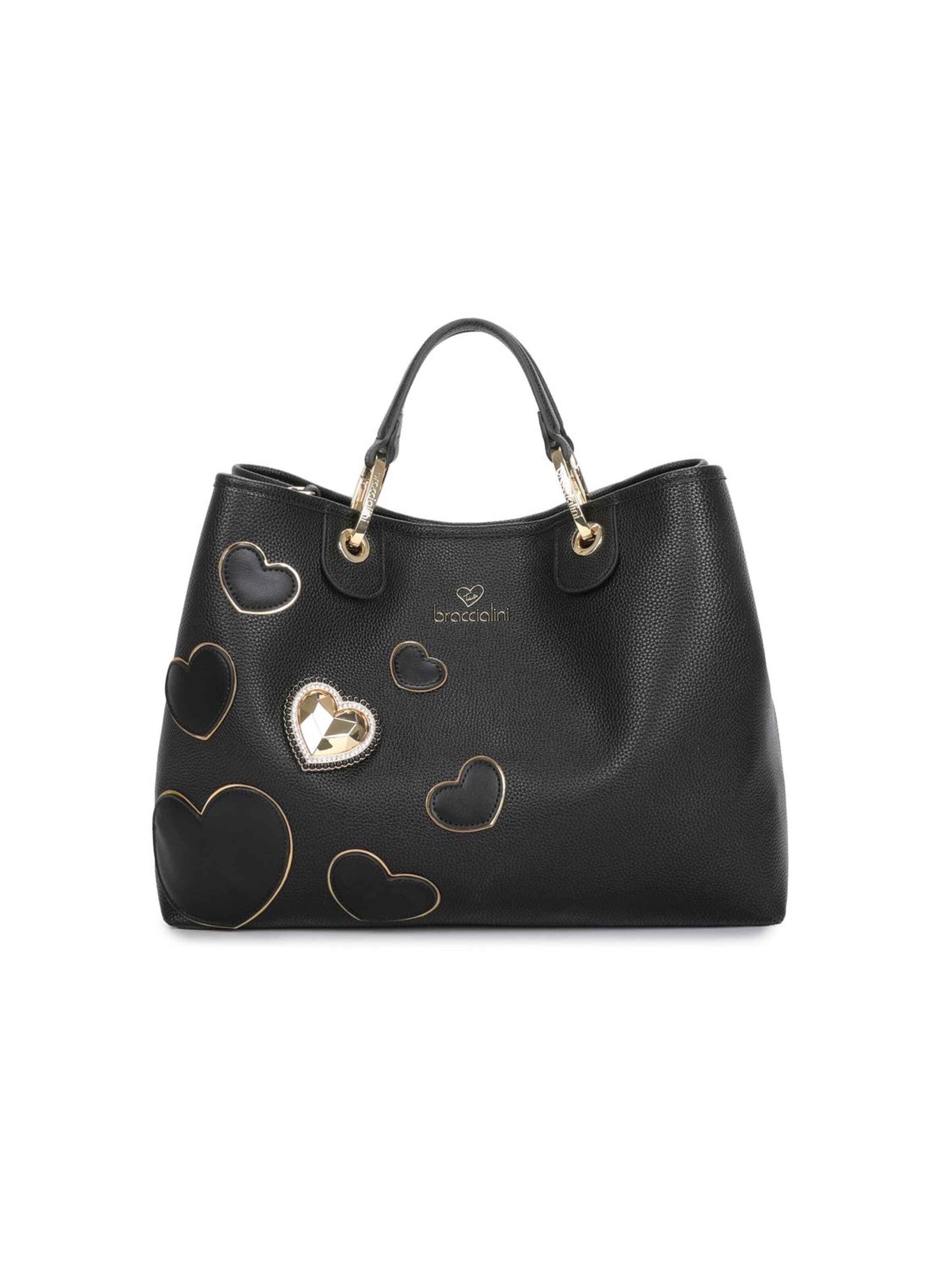 Borsa a mano 'Beth Patch' di Braccialini in nero: frontale