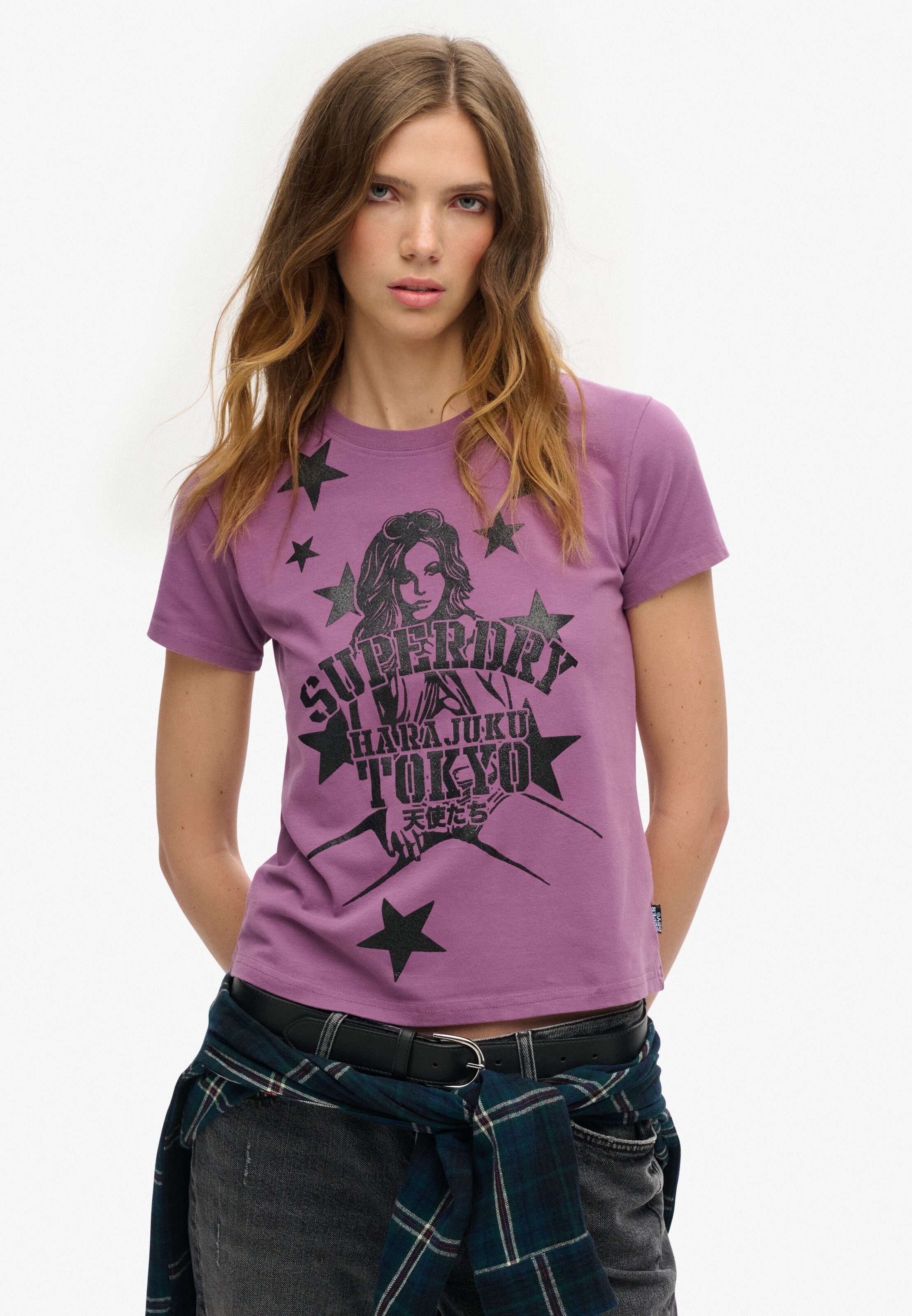 Superdry Shirt 'Pop Archive' in Lila: voorkant