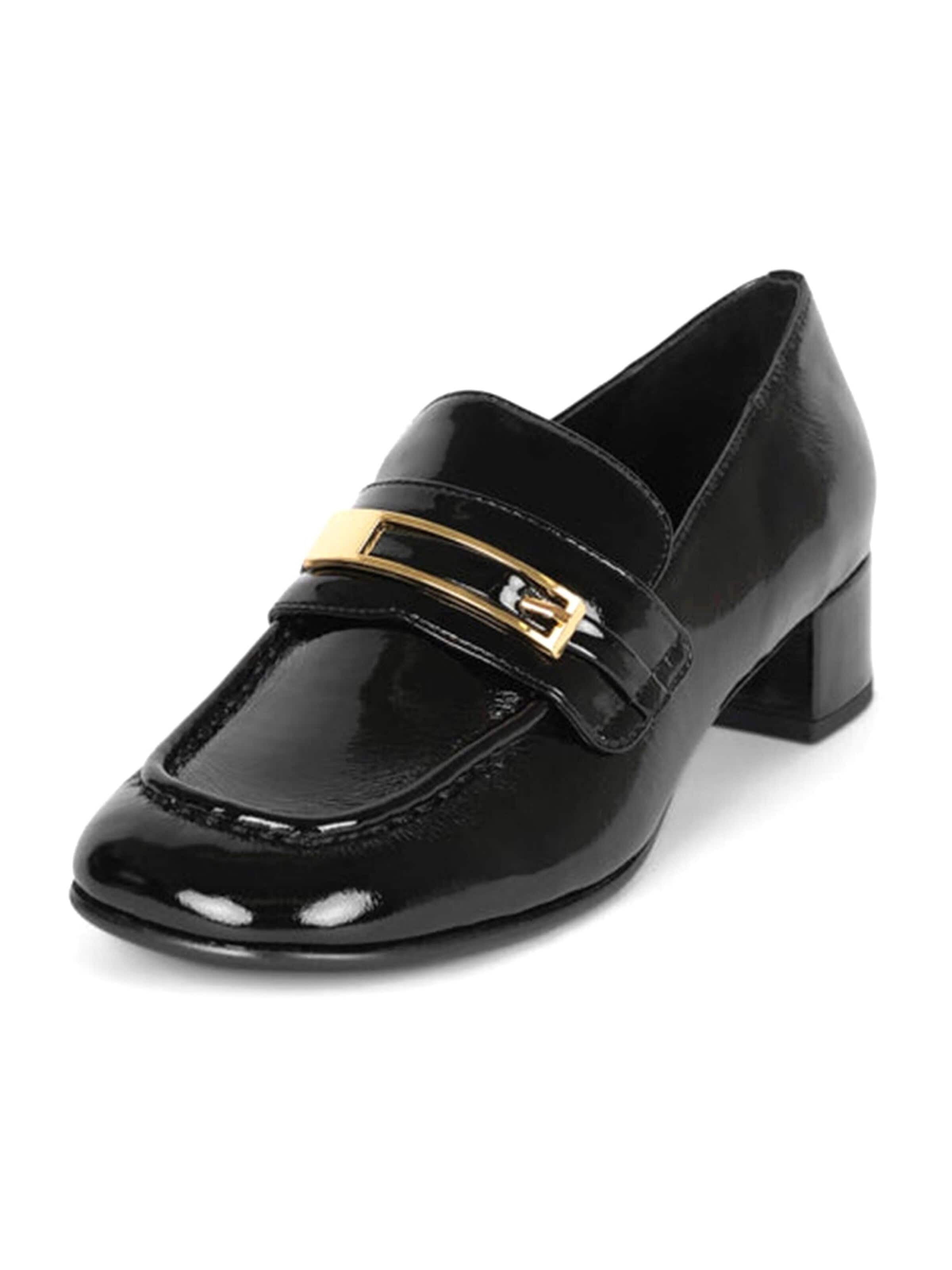 Jeffrey Campbell Mokasyny 'BOOK-SMART BLACK CRINKLE PATENT' w kolorze czarny