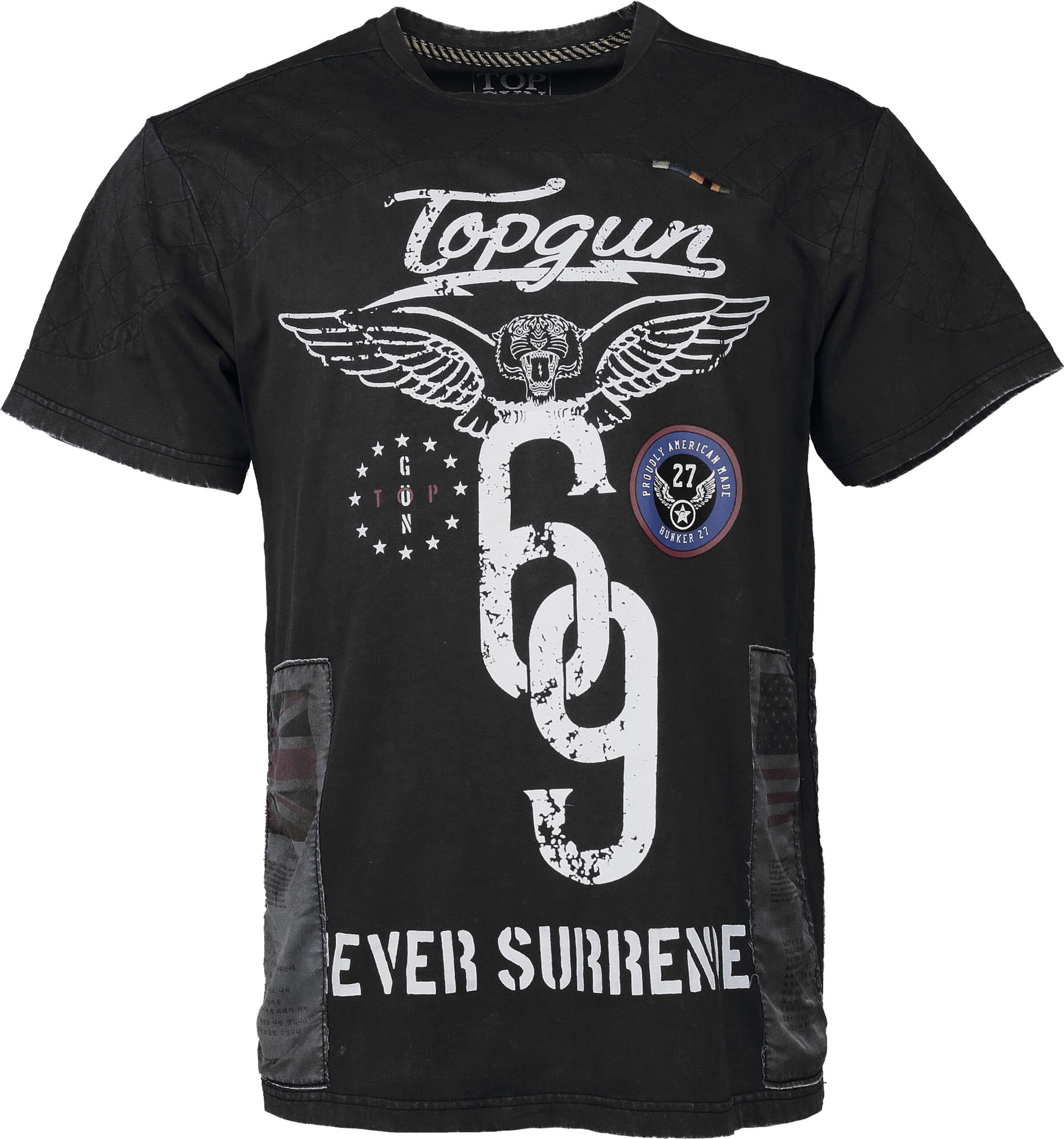 TOP GUN T-Shirt  'Flags' in Schwarz: Vorderseite