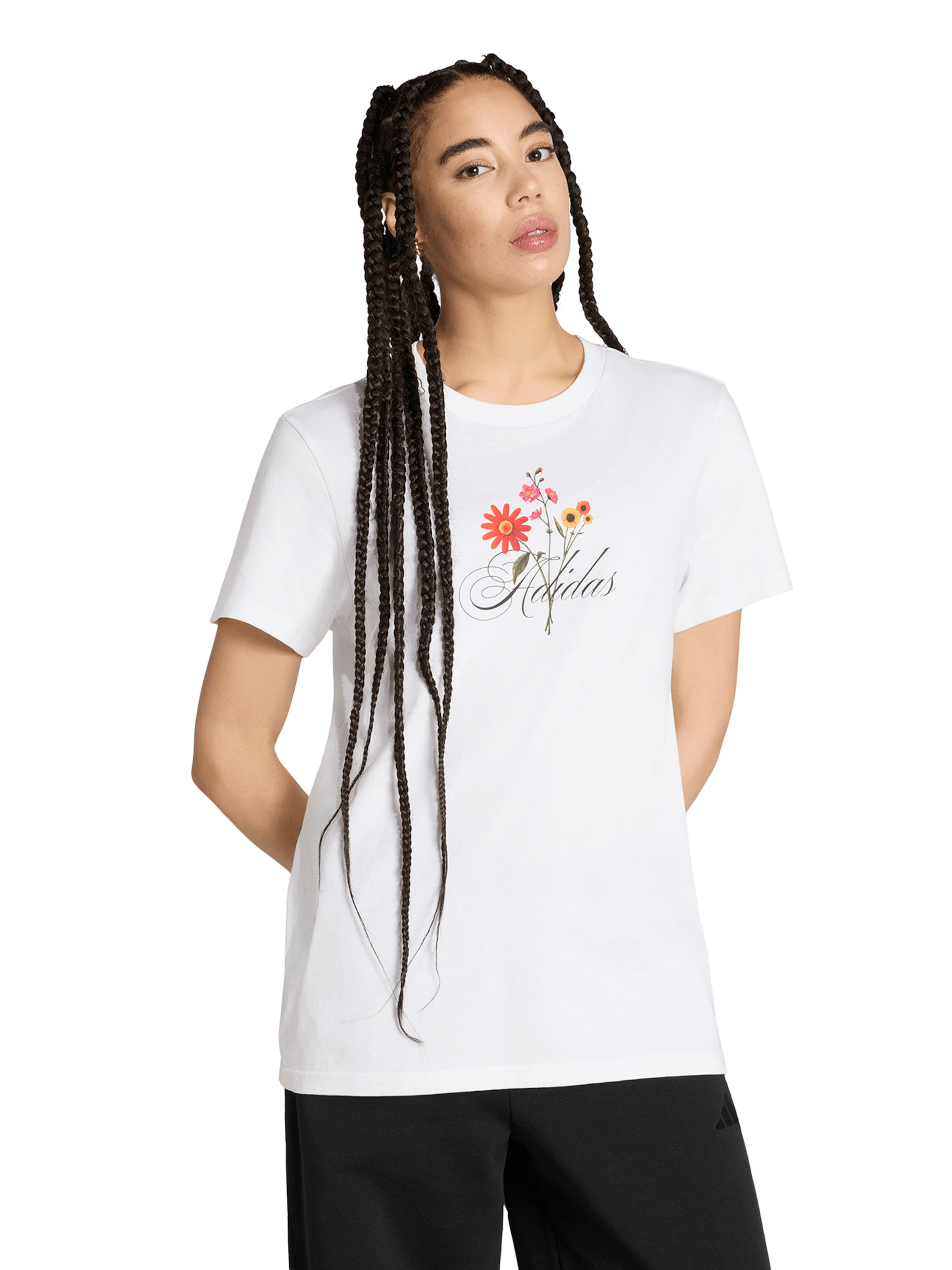 ADIDAS SPORTSWEAR - Camisa funcionais 'FLORAL' em branco: frente
