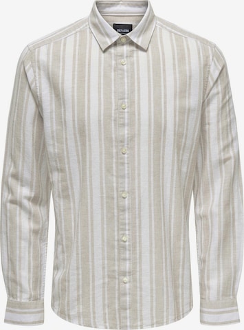 Only & Sons - Ajuste regular Camisa 'CAIDEN' en beige: frente