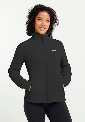 JACK WOLFSKIN Athletic Fleece Jacket in Black: front