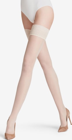 FALKE Fine Stockings 'Seidenglatt' in Beige: front