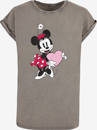 ABSOLUTE CULT T-Shirt 'Minnie Mouse - Love Heart' in grau / kirschrot / schwarz / weiß, Produktansicht
