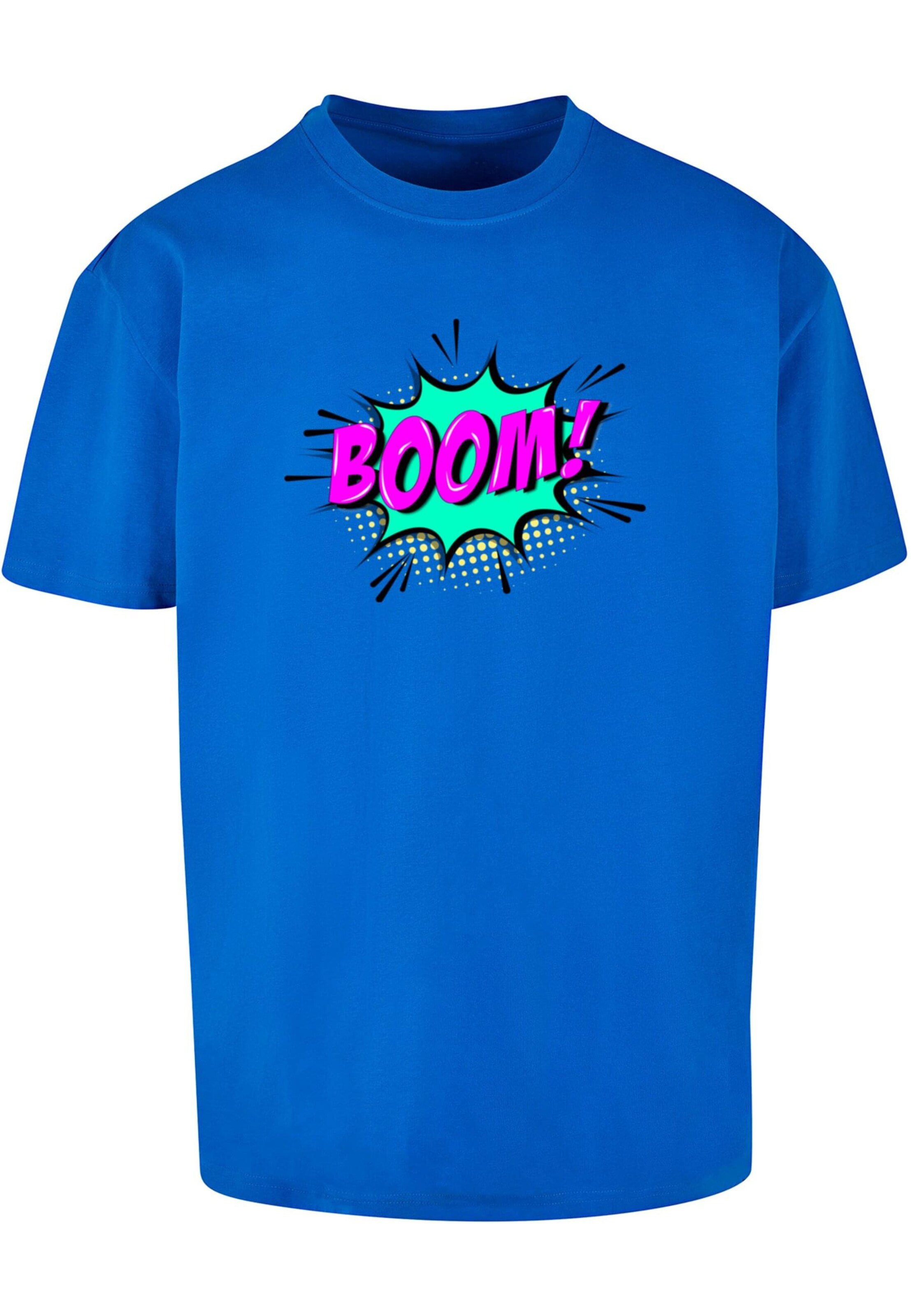 Merchcode Shirt 'BOOM Comic' in Blau: Vorderseite
