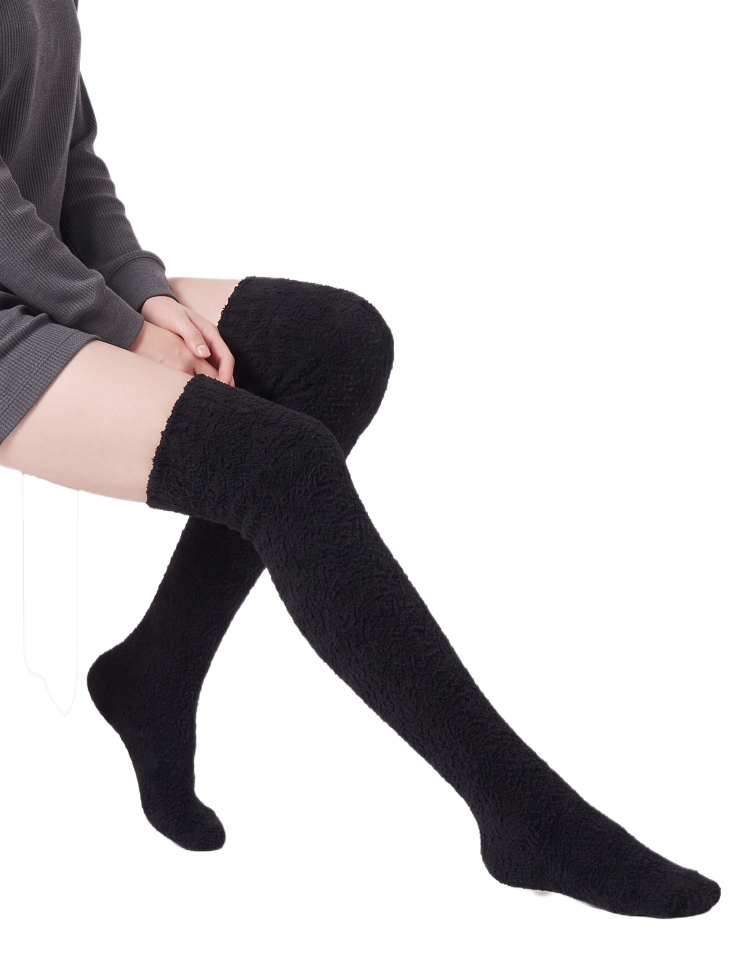 BONVERANO Over the Knee Socks in Beige