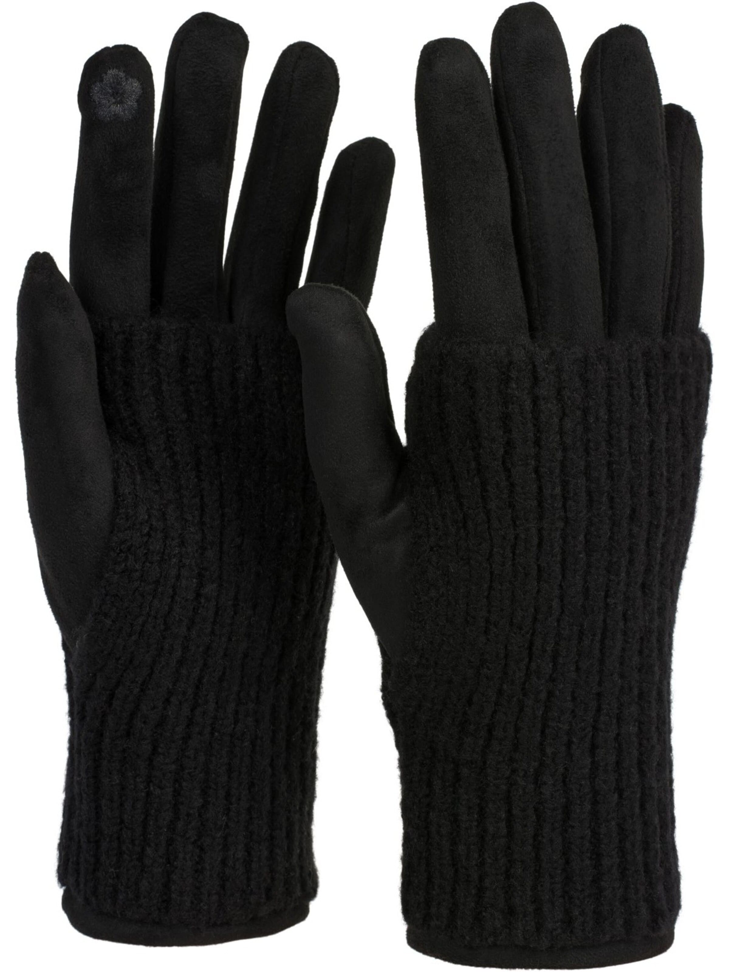 styleBREAKER Fingerhandschuhe '3 in 1 Touchscreen Stoff Handschuhe mit abnehmbarer Strick Manschette'‌‌‌‌ in XS-XL in schwarz, Produktansicht