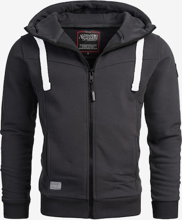 Alessandro Salvarini Zip-Up Hoodie in Grey: front