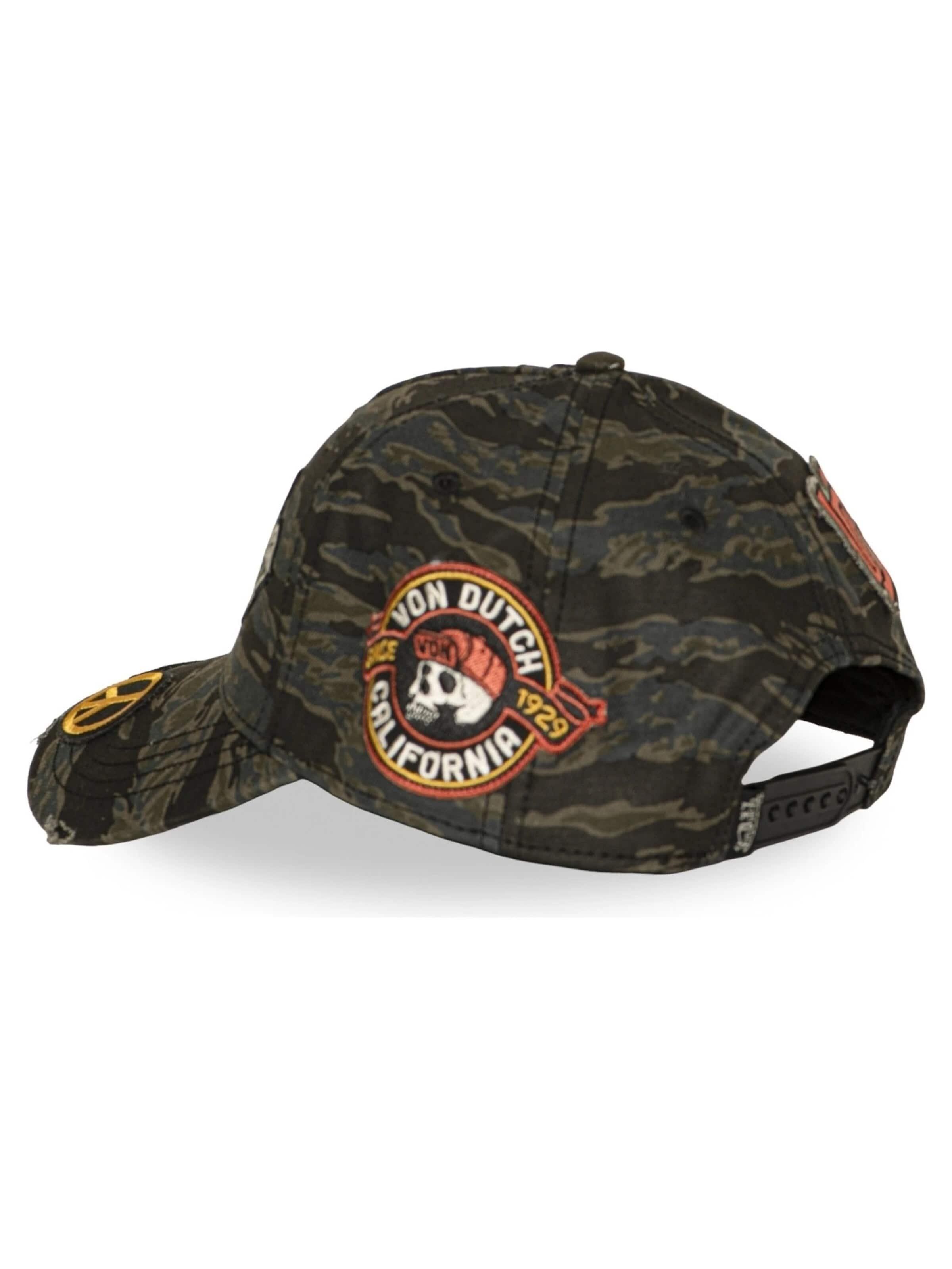 Von Dutch Kšiltovka 'Gorra von dutch verde camo01 full patches distressed cap' – zelená