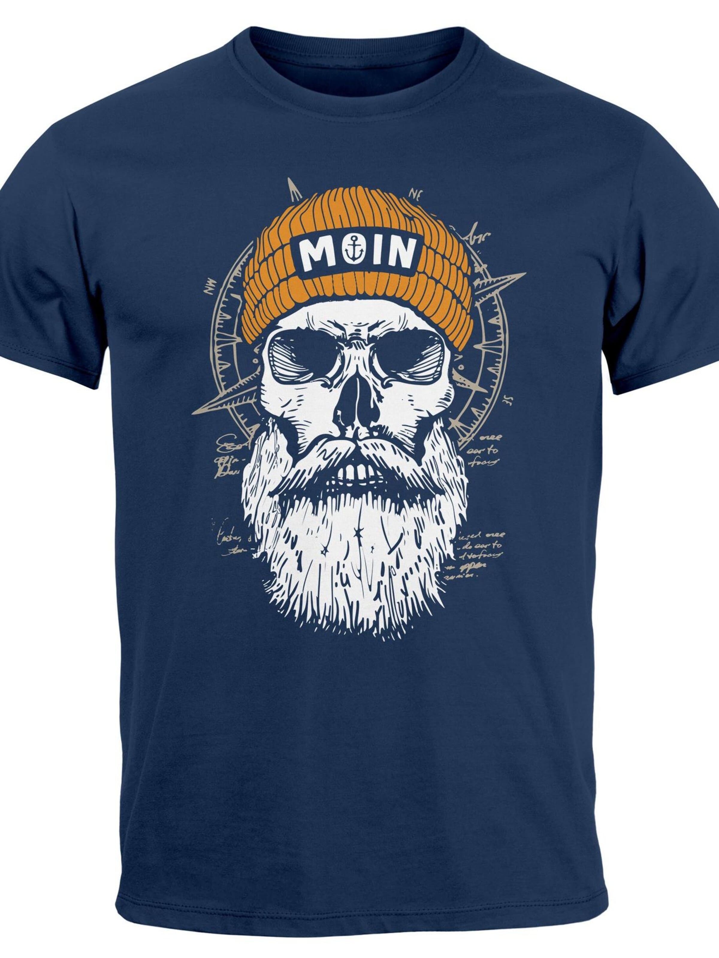 Neverless Shirt 'Skull Moin'‌‌‌‌‌‌‌‌‌‌ in Blau: Vorderseite