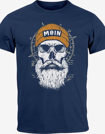 Neverless Shirt 'Skull Moin' in Blau: Vorderseite