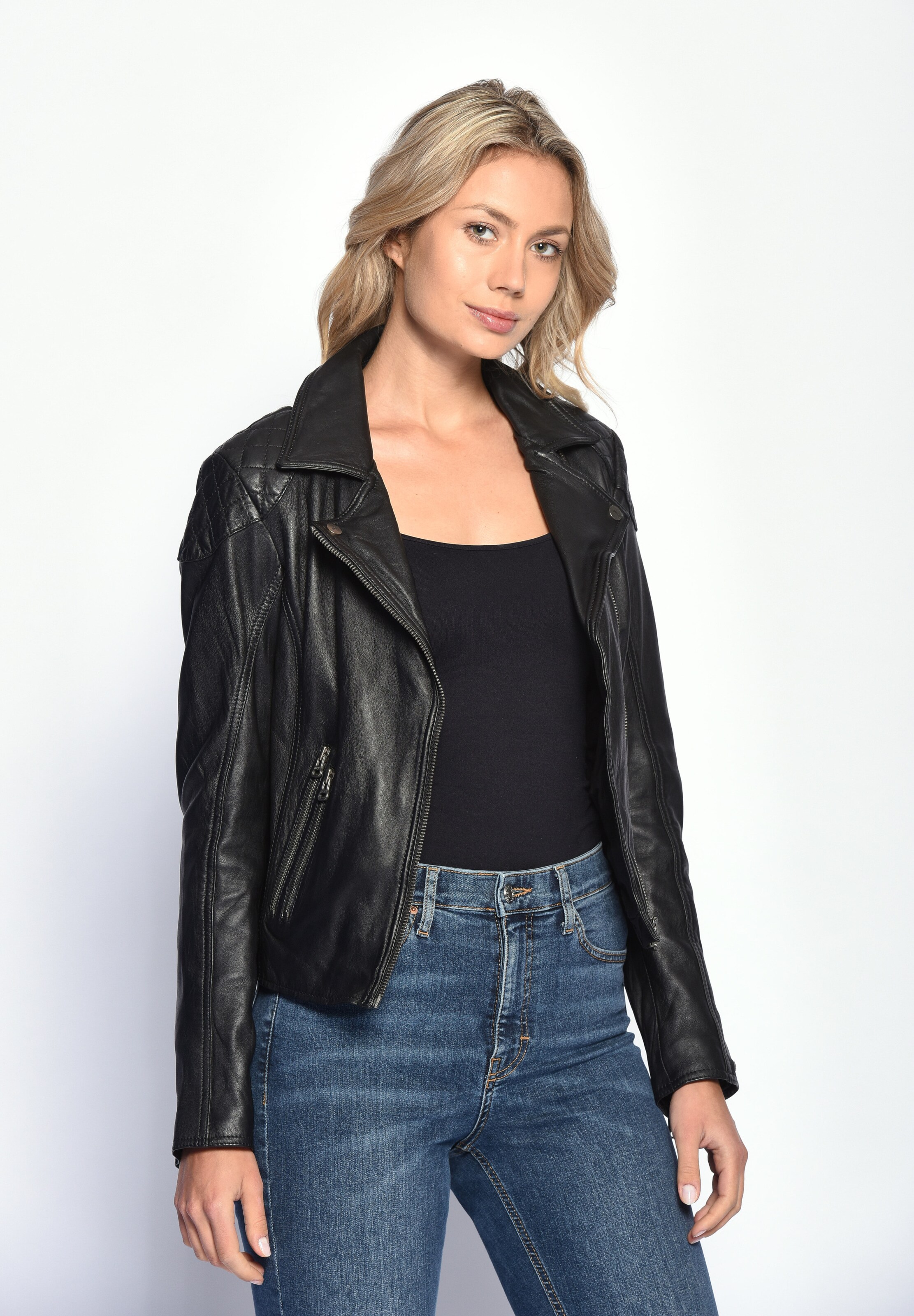 Frauen Jacken Maze Lederjacke 'Ibiza' in Schwarz - MP14332 Frauen Jacken Maze Lederjacke 'Ibiza' in Schwarz - MP14332