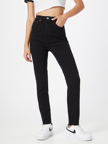 Skinny Jeans de la RE/DONE pe negru: față