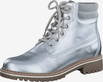 TAMARIS Lace-Up Ankle Boots in Silver: front