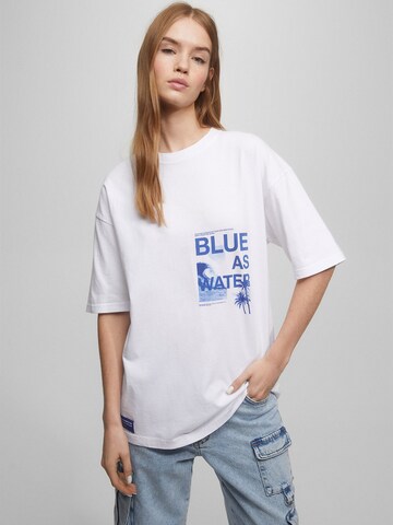 T-shirt Pull&Bear en blanc : devant