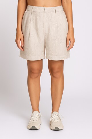 Zhrill Regular Pleat-Front Pants in Beige: front