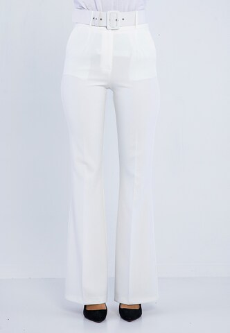 Giorgio di Mare Flared Pleat-Front Pants 'Raffaela' in White