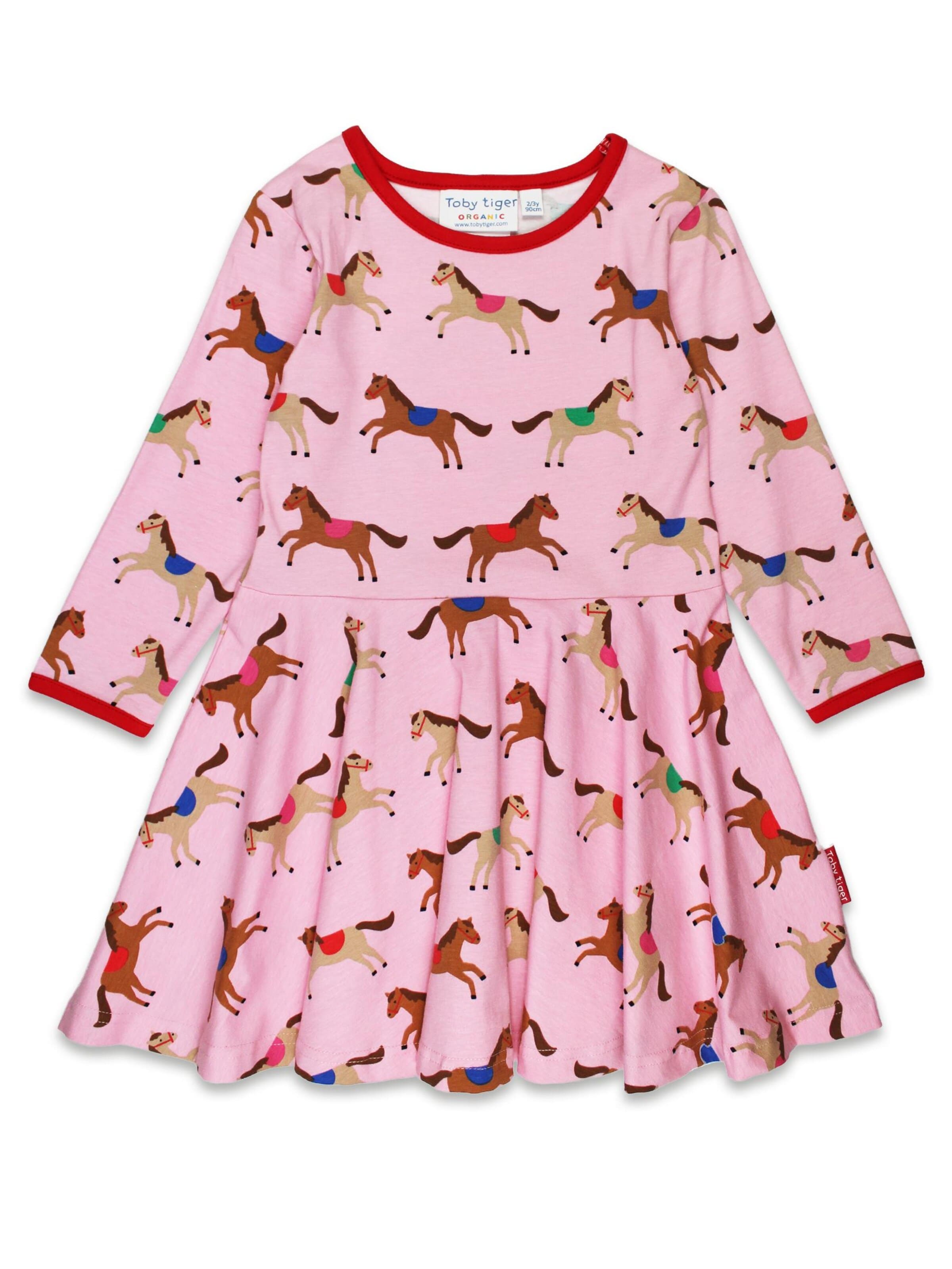 Toby Tiger Dress 'Pferde' in Pink: front