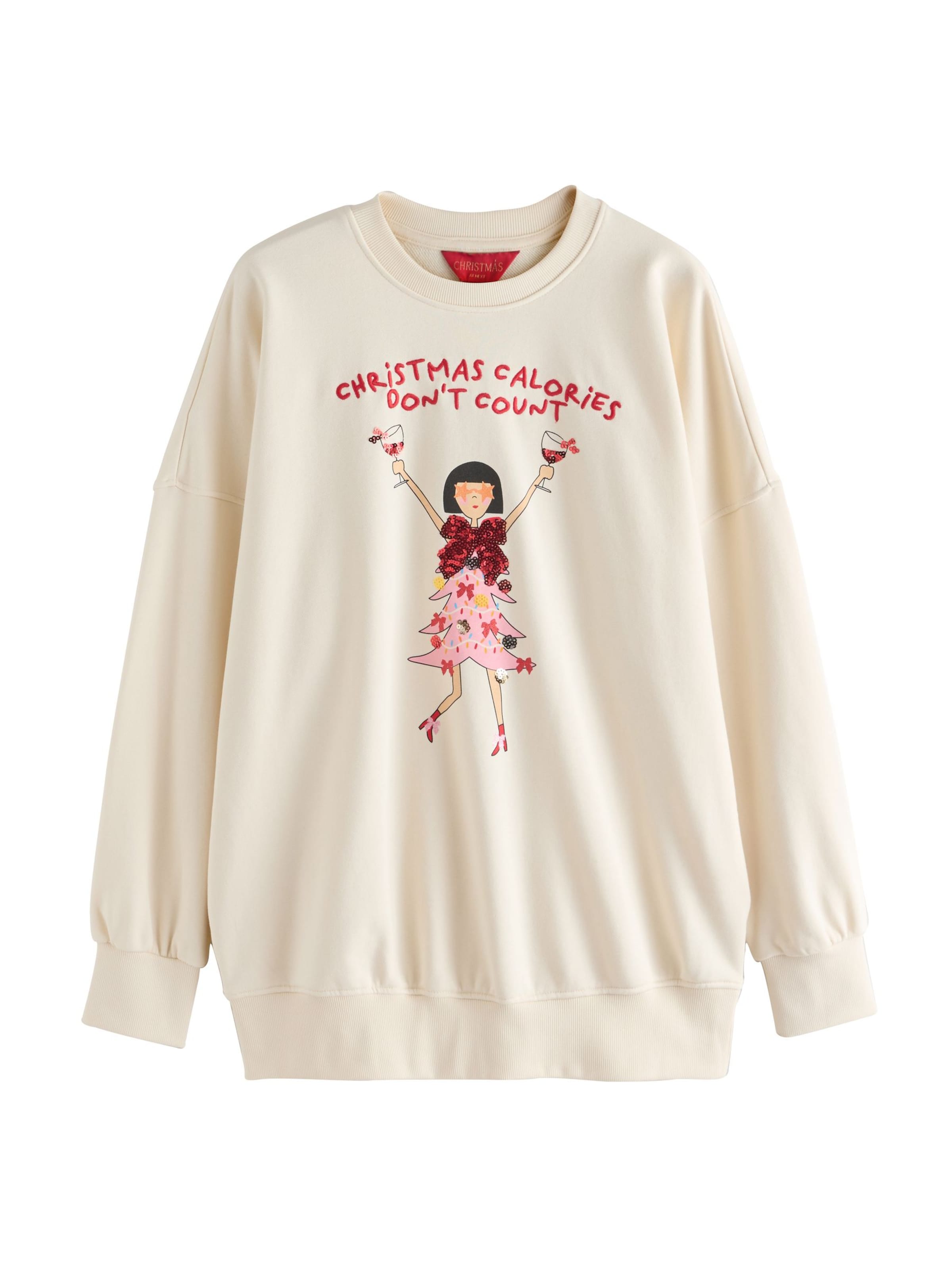 Felpa 'Calories Dont Count' di Next in beige: frontale