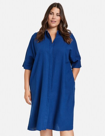 SAMOON - Vestido camisero en azul: frente