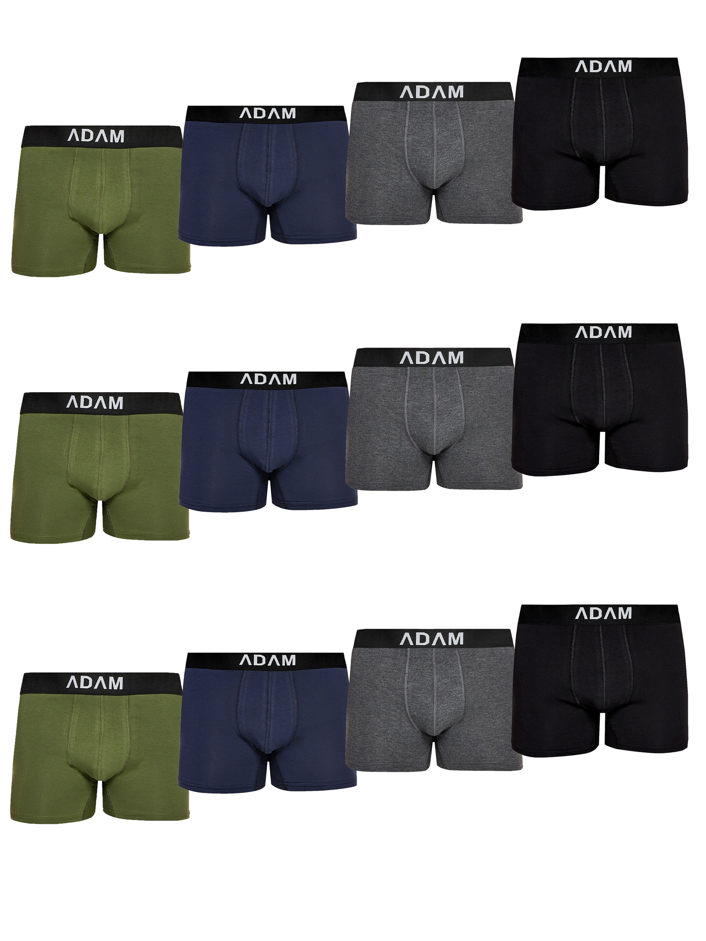 Adam Boxershorts '12er Pack'‌ in dunkelgrau, Produktansicht